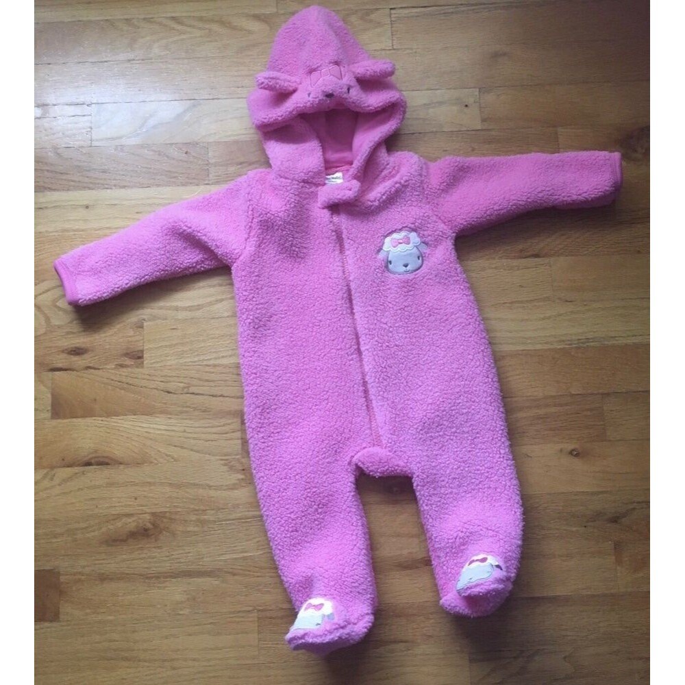 Mini Muffin size 3-6 Sherpa Blush Pink Lamb Snowsuit Bunting
